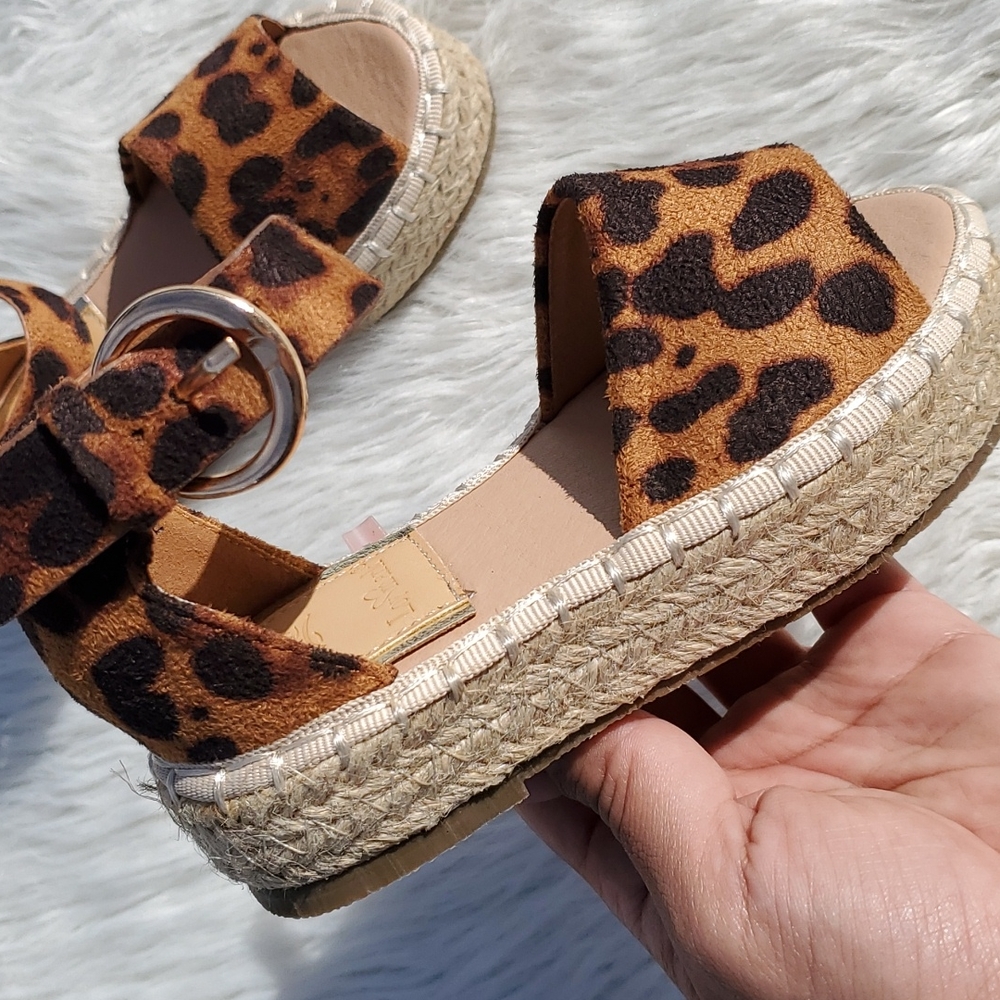 Girls Leopard Print Espradilles Sandals
